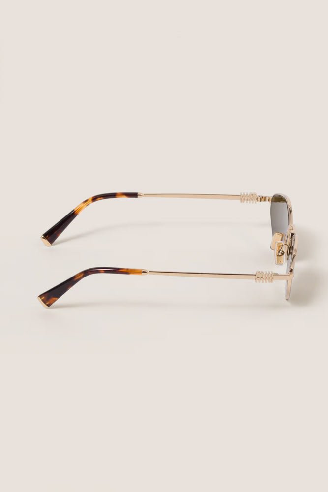 Shop Miu Miu - MIU MIU Logo Sunglasses 56ZS - Gold - Turquoise Lane
