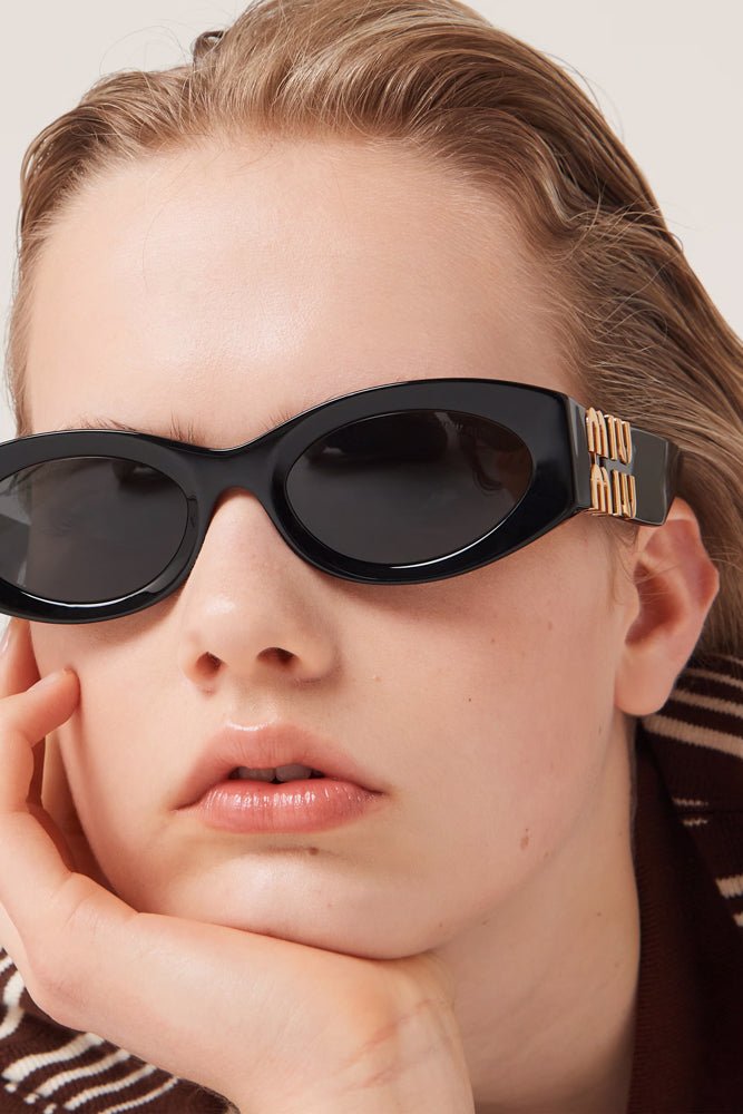 【MIU MIU】Glimpse Sunglasses BLACK Miu Miu Eyewear Black Glimpse Sunglasses Miu Miu