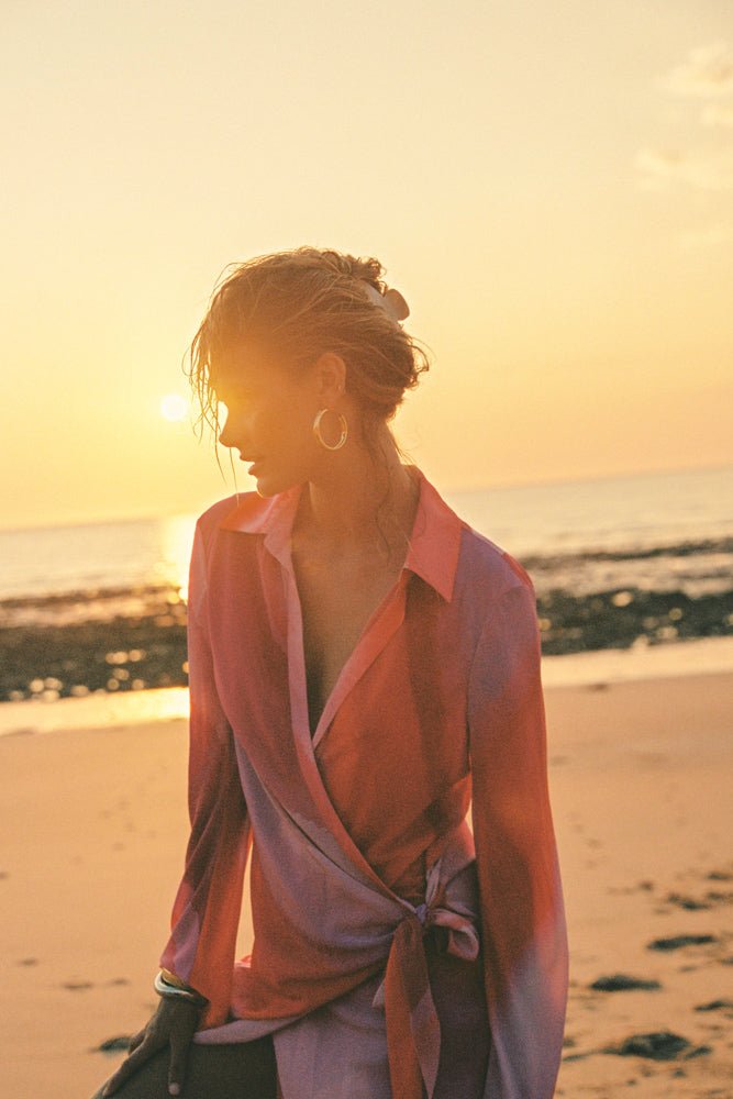 Shop Turquoise Lane The Label The Amalfi Stripe Dress Sunset