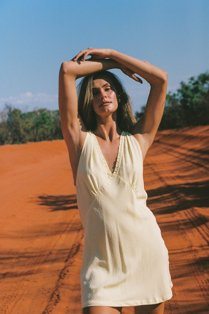Shop Turquoise Lane The Label - The Leila Mini Dress - Limoncello