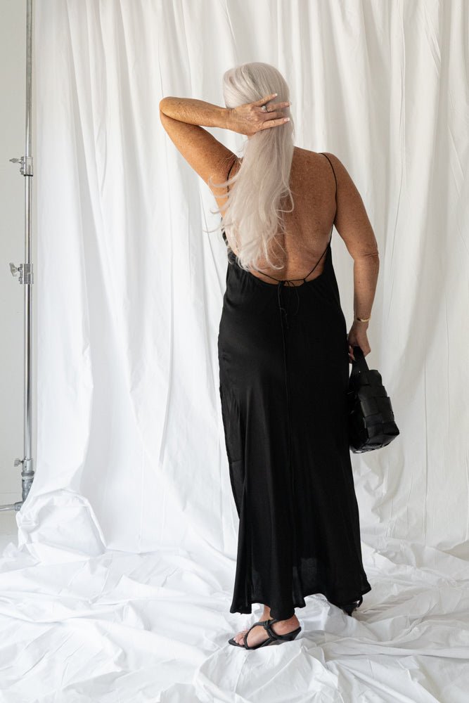 Black maxi best sale slip dress